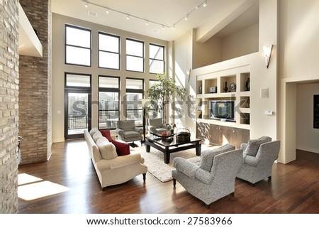 Living room with big picture windows