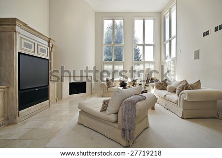 Living room with large picture windows
