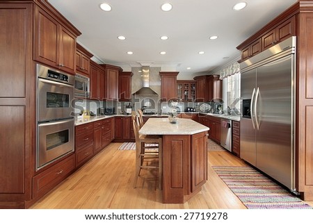 Kitchen with wood cabinets