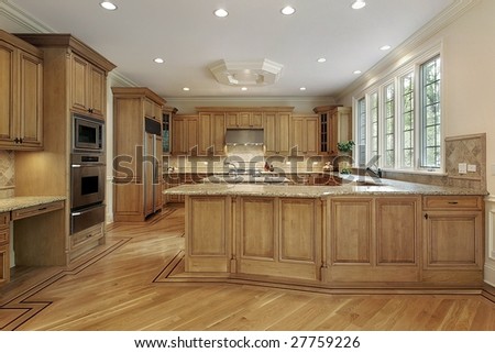 Wood cabinet kitchen in new construction home