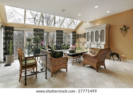 Family room with doors to outside