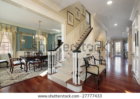 Foyer and stairway in luxury home