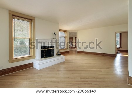 Living room in remodeled home