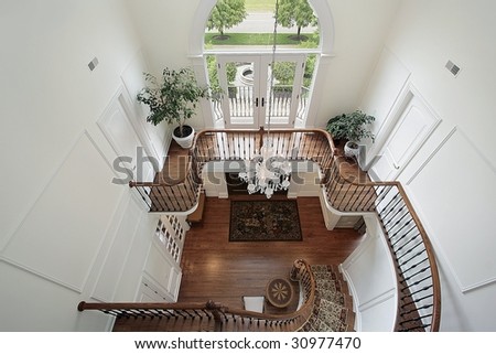 View down into foyer