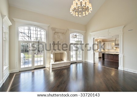 Family room with kitchen view