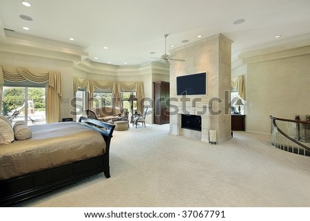 Luxury Bedrooms on Large Master Bedroom In Luxury Home Stock Photo 37067791
