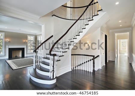 Stock Photographs on Foyer In New Construction Home With Curved Staircase   Stock Photo
