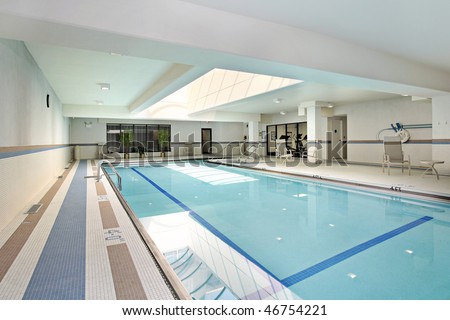 Swimming pool with swim lanes in condominium building