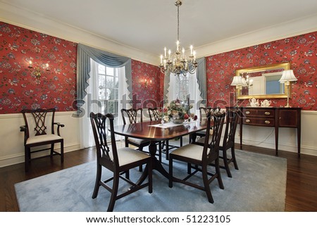 floral wallpaper room. with red floral wallpaper