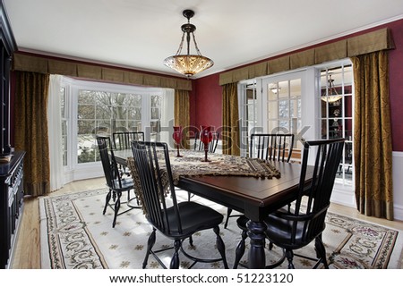 Dining room in luxury home with picture window