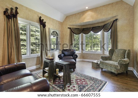 Living Room on Living Room In Luxury Home With Hardwood Floors Stock Photo 66607555