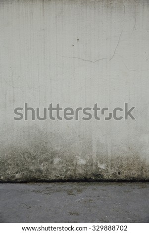 Background concrete wall with moisture and mold sidewalk