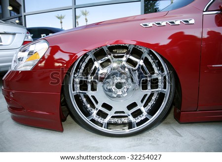  Custom Wheels on Stock Photo Custom Car Slammed Low Rider Low Profile Rims Tires