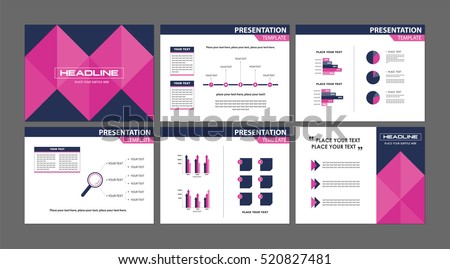 Collection of business meeting,conference or seminar presentation backgrounds. Modern geometric design presentation templates with marketing, advertising infographics.