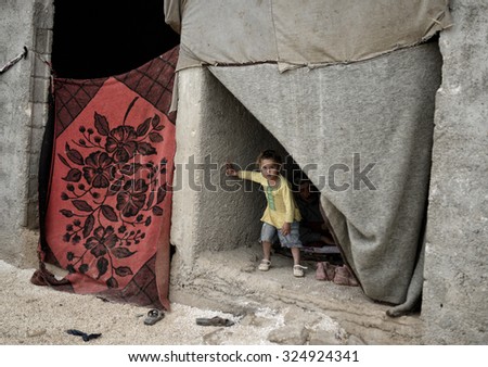 Syrian refugees families who came from Kobani district living in refugees tent in Suruc district, 16 October 2015 , Turkey , Sanliurfa.