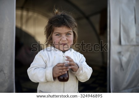 Syrian refugees families who came from Kobani district living in refugees tent in Suruc district, 25 October 2015, Turkey, Sanliurfa.