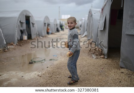 Syrian refugees families who came from Kobani district living in refugees tent in Suruc district, 25 October 2015, Turkey, Sanliurfa.