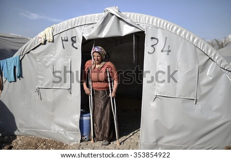 Syrian refugees families who came from Kobani district living in refugees tent in Suruc district, 20 October 2015 , Turkey , Sanliurfa.