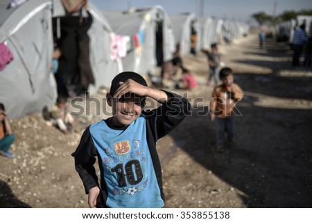 Syrian refugees families who came from Kobani district living in refugees tent in Suruc district, 20 October 2015 , Turkey , Sanliurfa.