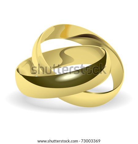 stock photo Two gold wedding rings on a white background