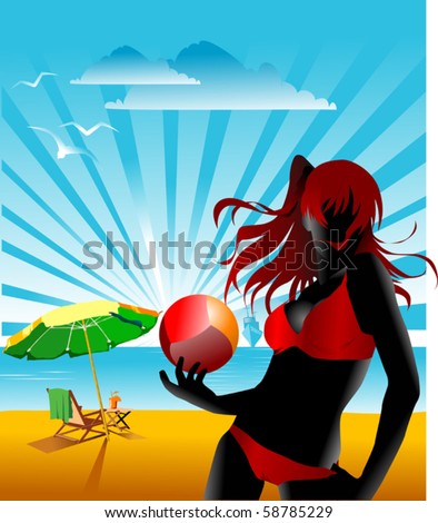 stock vector : girl playing girl playing volleyball clipart. stock vector : girl playing