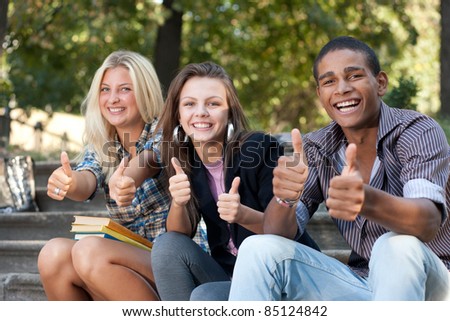 Group of happy students outdoor