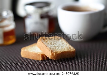 Fresh coffee and toast
