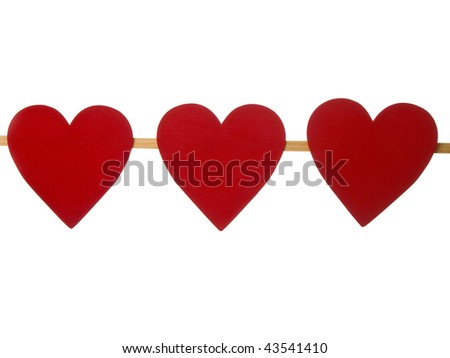 Heart brochette on pure white background