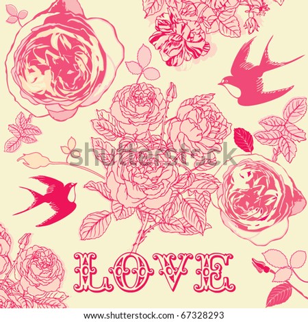 Vintage Wallpaper on Vintage Rose Background Stock Vector 67328293   Shutterstock
