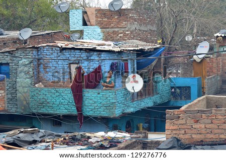 NEW DELHI,INDIA-FEBRUARY 4 : poor district in the city of New Delhi on February 4,2013. In India dramatically increases the number of poor people living in slums