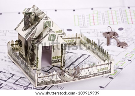 House of the money and the keys for the architectural plan