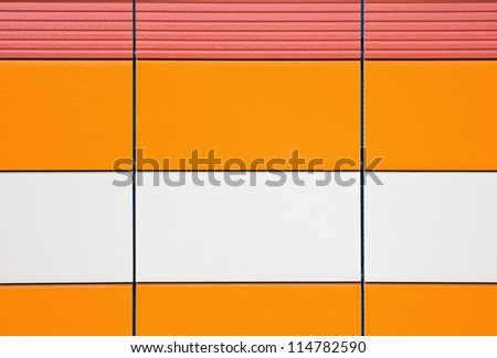orange and beige tiles for cladding exterior surfaces, texture and color