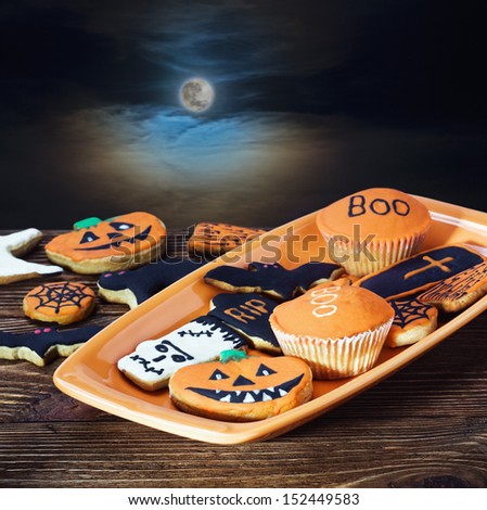 homemade cookies for the holiday Halloween night sky