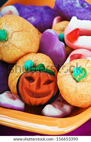 fruit jelly candies for the holiday halloween background