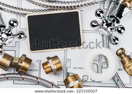plumbing and blackboard for the text on the drawing