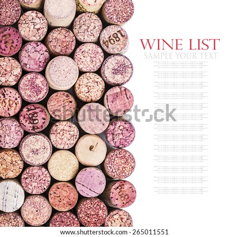 wine corks isolated on white background. for example text and easily removed
