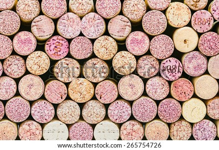 Close up of a cork wine background. Colored natural variation