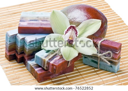 handmade soap with the scent of mango and orchid
