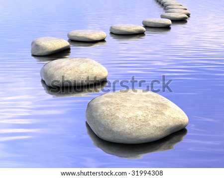 Abstract stone path on water