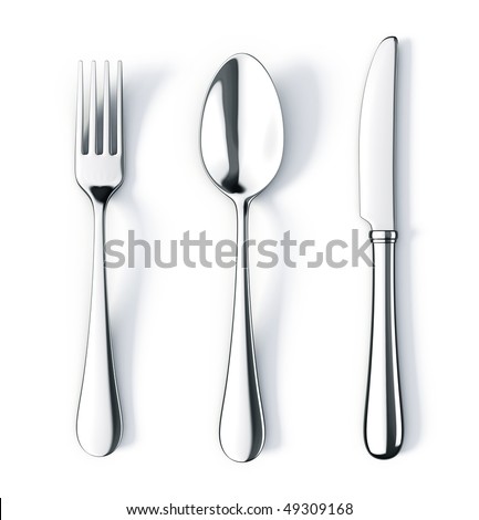 Fork spoon and knife isolated on white background Fork spoon and knife isolated on white background