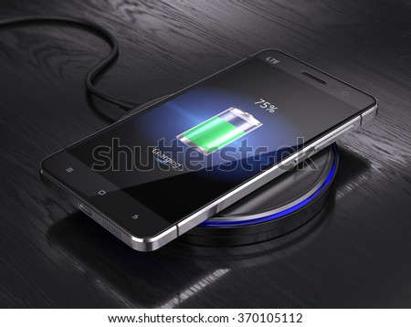 Wireless charging of smartphone - 3d render