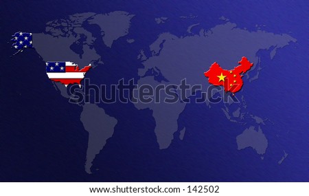 china map flag. stock photo : World Map