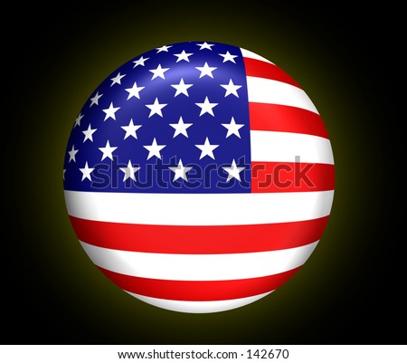 stock photo US Flag Button Black