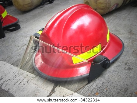 Fireman helmet on floor