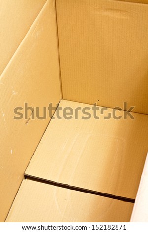 View of the interior of an empty cardboard box