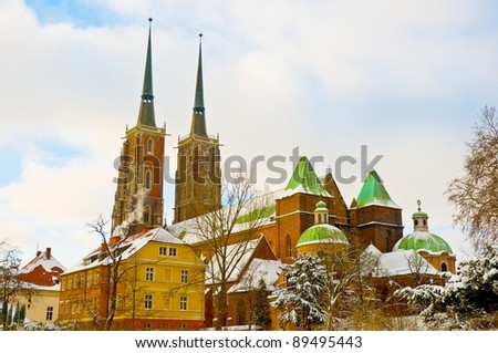 Wroclaw cathedral in  winter