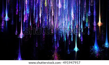 Wide   Glow Shooting Star Sky, Fireworks   Background - Fractal Art