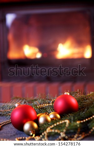 Christmas time - house abstract with fireplace
