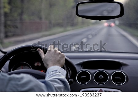 Driving a car on empty street