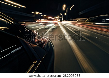 Night driving abstract - fast car